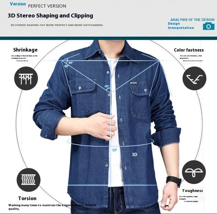Thin Long Sleeve Coat Soft Denim Top Shirt Autumn Loose Men - Image 3