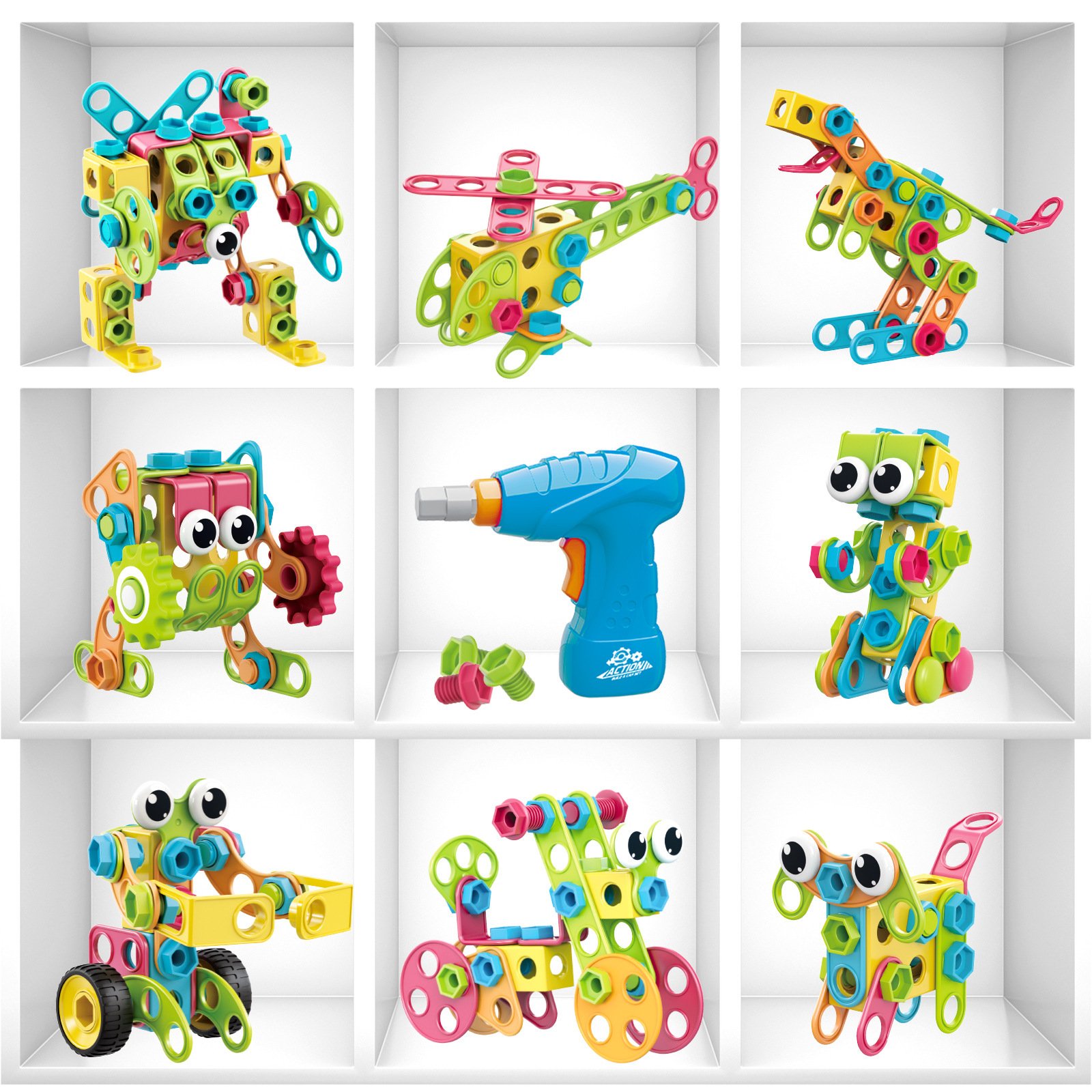 Electric Drill Assembling Screws And Nuts Disassembly Building Blocks - Image 2