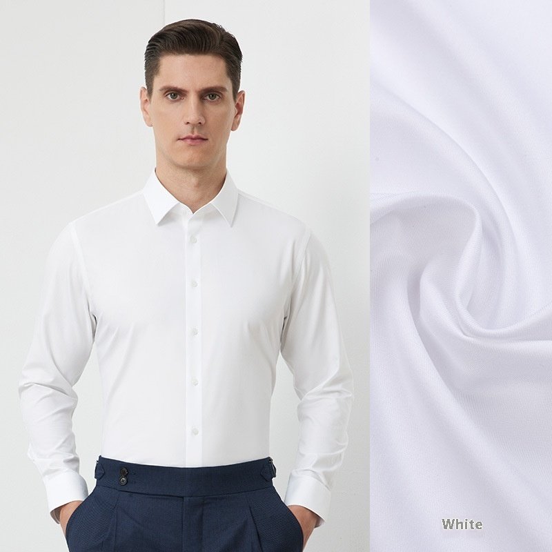 Men's Long-sleeved Mulberry Silk Non-ironing Business Clothing Micro-elastic Casual Shirt