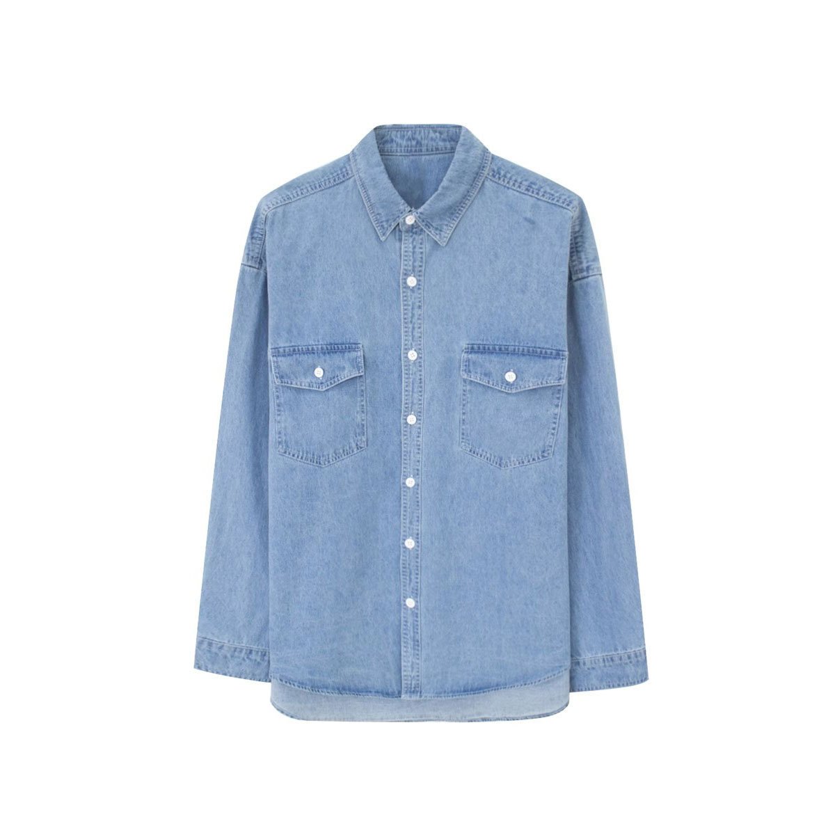 Minority Simple Long Sleeve Denim Shirt Men's Loose - Image 6