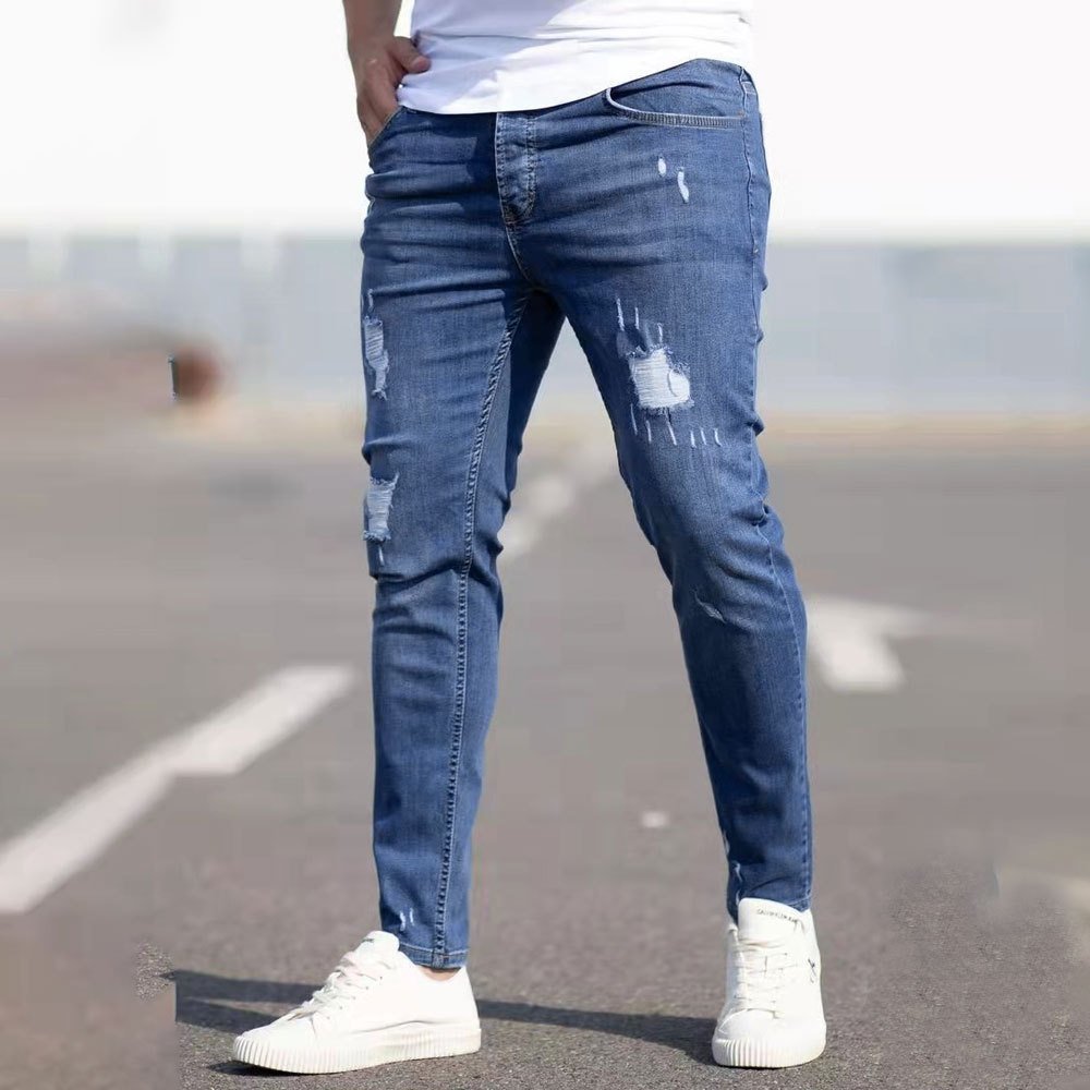 Men's Casual Versatile Ripped Denim Pants - Image 3