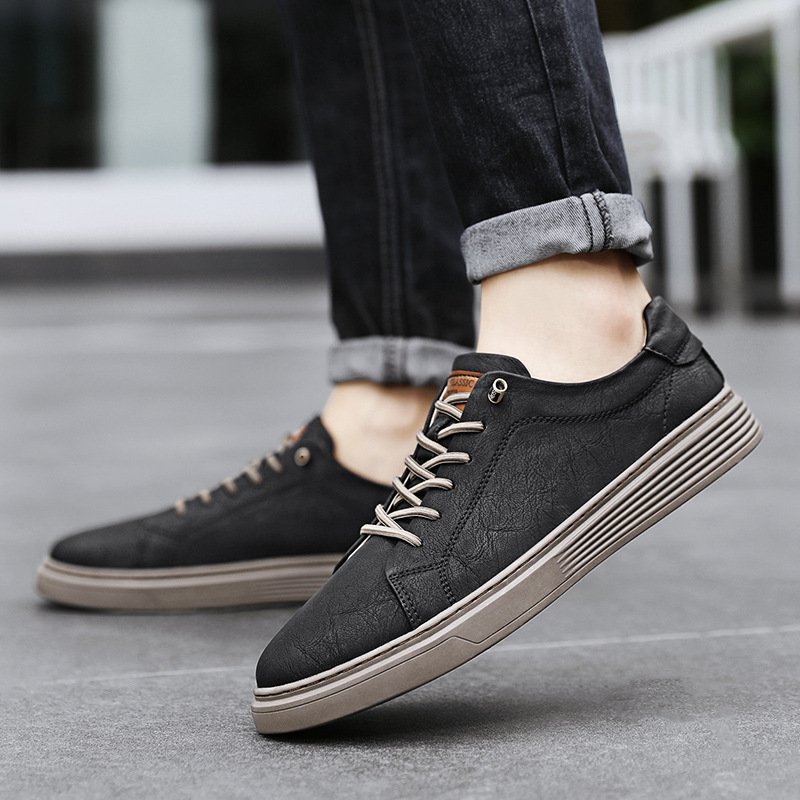 Low-top Men's Shoes Two-layer Cowhide Casual Sneakers - Image 10