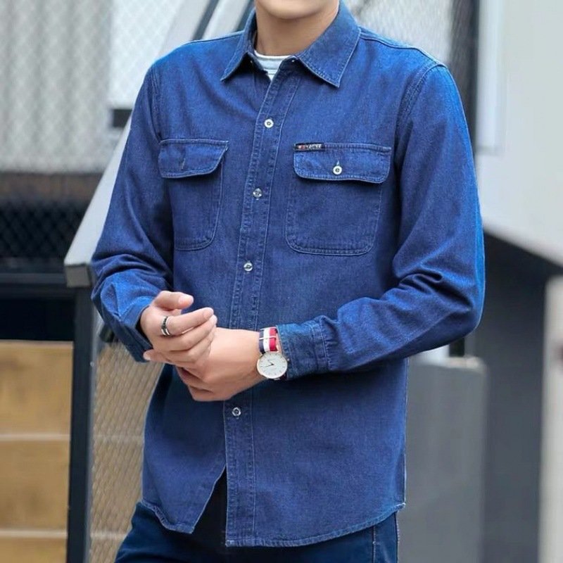 Thin Long Sleeve Coat Soft Denim Top Shirt Autumn Loose Men - Image 2