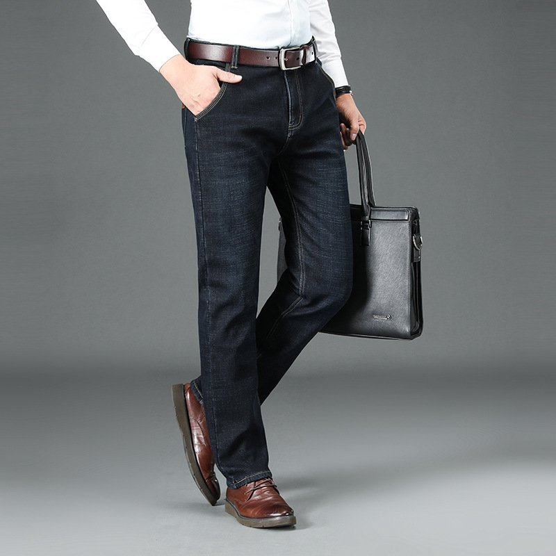 Fleece Lined Padded Warm Keeping Straight Jeans - Image 4