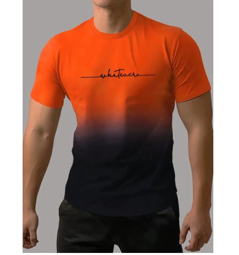Round Neck Creative Gradient Printing Simple Pullover Men's Short Sleeve T-shirt - Image 3