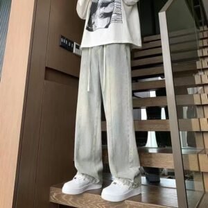 Men's American-style Drawstring Elastic Waist Jeans