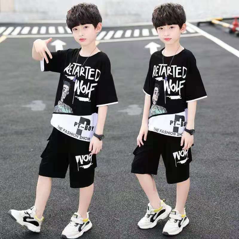 Children's Short Sleeved Suit Boys Summer Handsome Sports Clothes Trend - Image 8