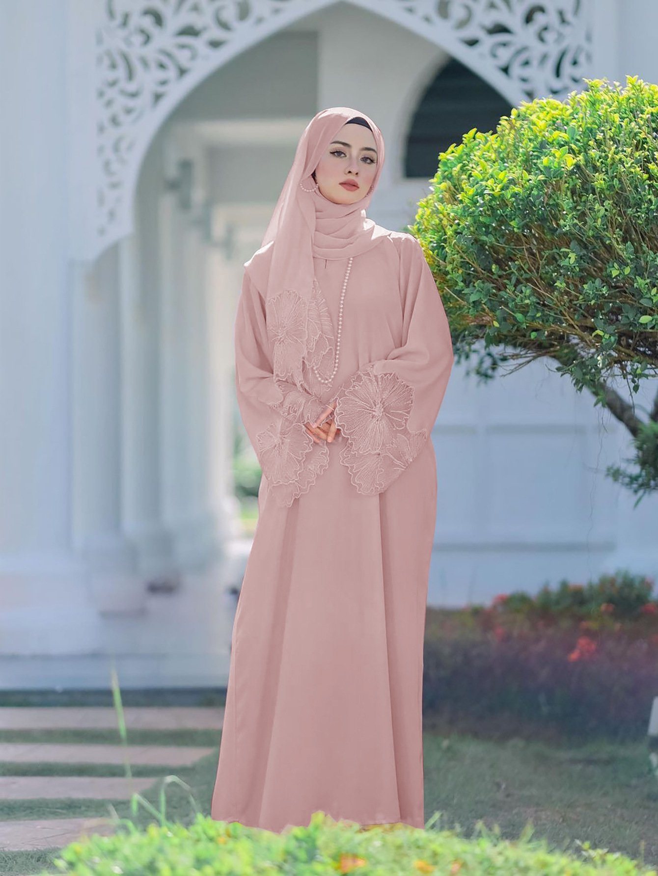 Women's Muslim Robe Malay Indonesian Dress With Headscarf - Image 8