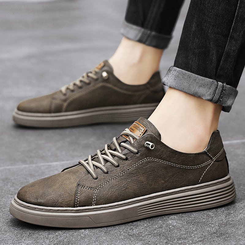 Low-top Men's Shoes Two-layer Cowhide Casual Sneakers - Image 7